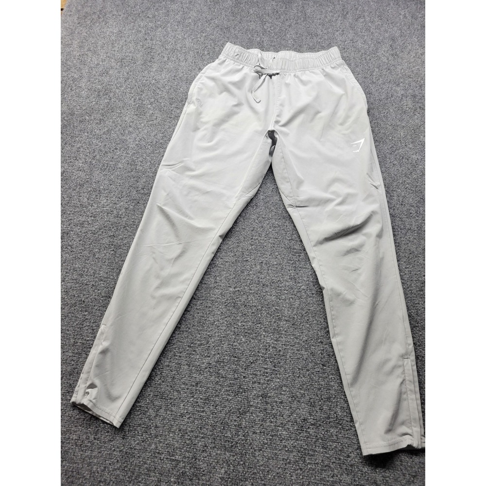 Gymshark Arrival Woven Joggers Mens Small Light Grey Tapered Gym Pants GMBT4308